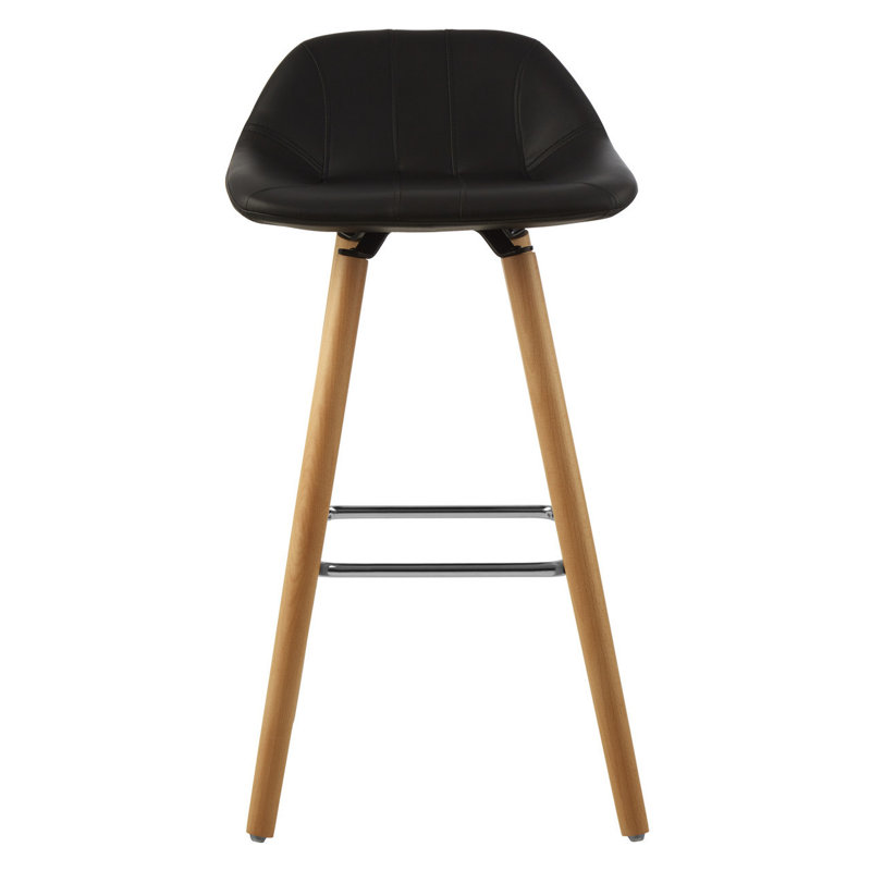 Kai Upholstered Counter Stool with Solid Wood Frame, Black
