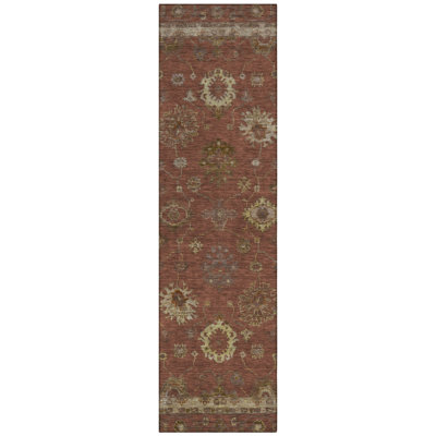 Machine Washable Indoor/Outdoor Xhevrie Paprika Rug