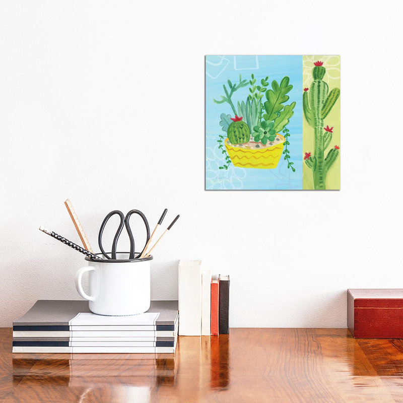 Cacti Garden IV No Birds And Butterflies by Farida Zaman - Wrapped Canvas Painting, 30.48 cm H x 30.48 cm W