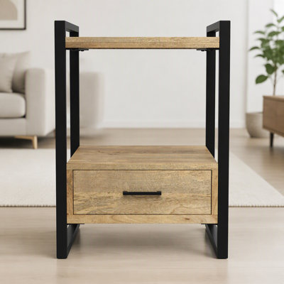 Riverside SOLID MANGO WOOD Bedside Table in Refined Natural