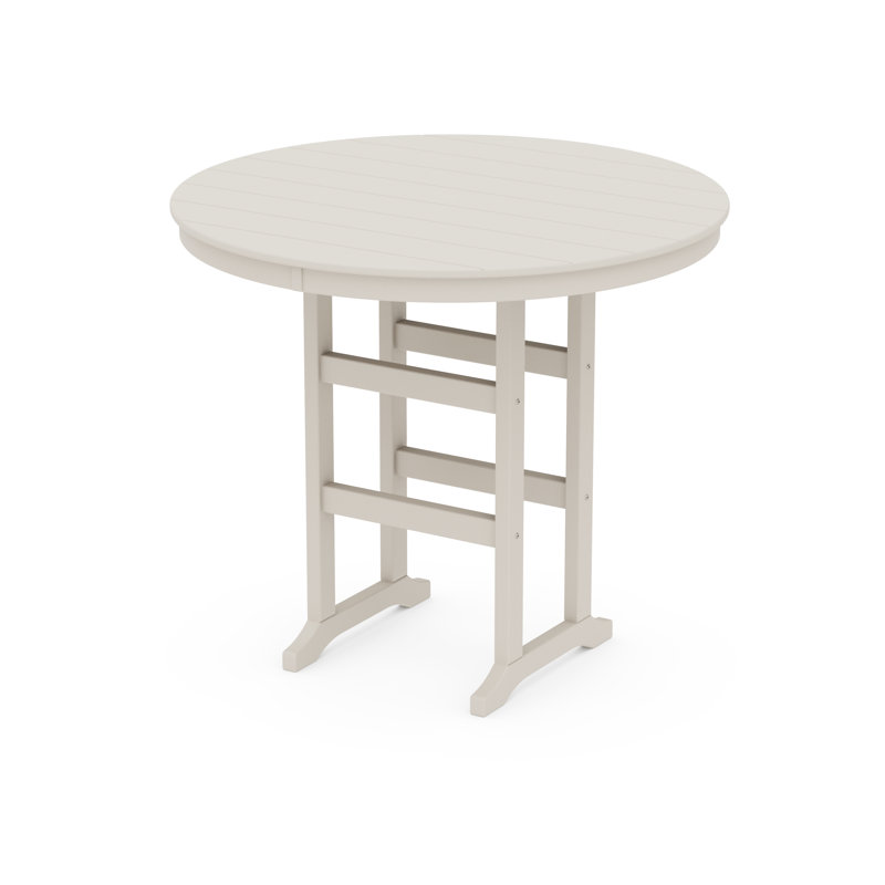 POLYWOOD Round Farmhouse Bar Table, Sand, 48"