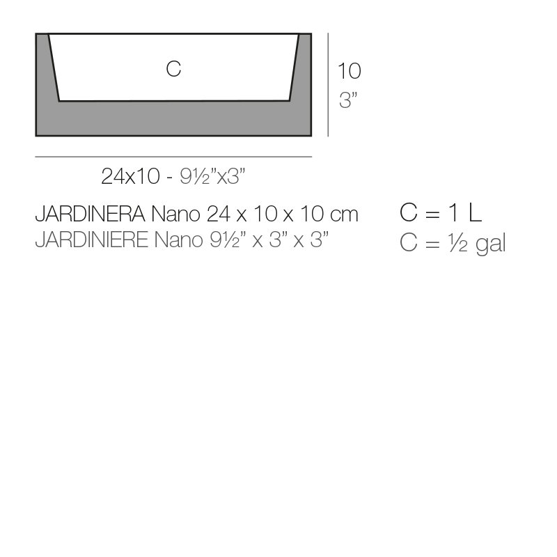 Jardiniere Resin Planter Box, 4" H x 9.5" W x 4" D