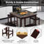 Ebern Designs 5 Pcs Bar Table Set Square Dining Table & 4 Pvc Leather Upholstered Bar Stools-1828303452