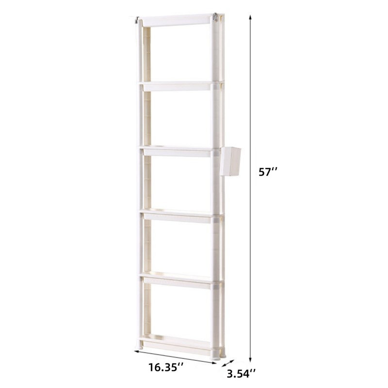 Slim 6-Tier Plastic Storage Cart with Wheels – Multi-Functional Storage Organizer, 57" x 16.35" x 3.54"
