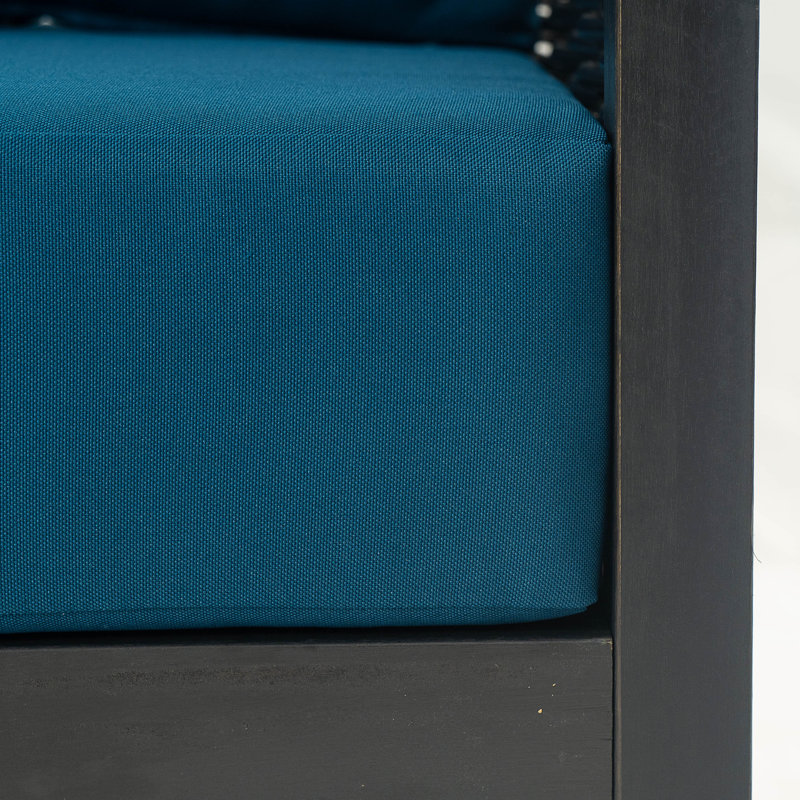 Chaise de patio avec coussins Treadway, Bleu sarcelle foncé, Noir