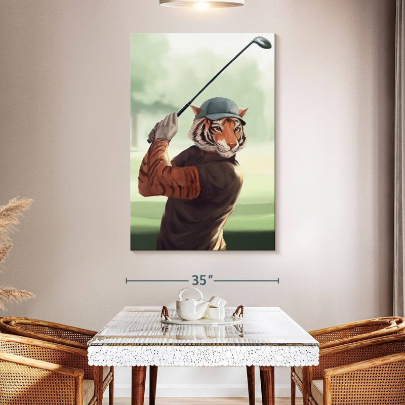 Ketti Tiger jouant au golf, H 51 po x l 34 po