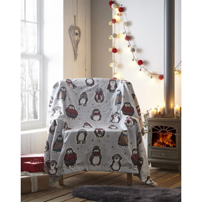 Brant Snowy Penguins Christmas Throw