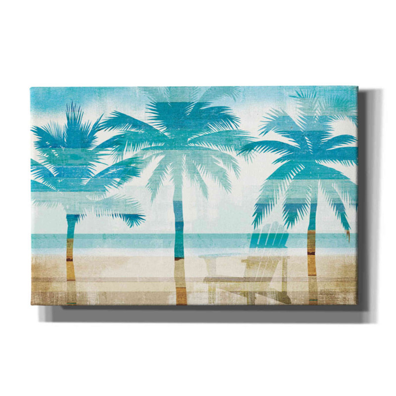 «Beachscape Palms with chair» par Michael Mullan, art mural sur toile, H 26 po x l 40 po x P 1,5 po