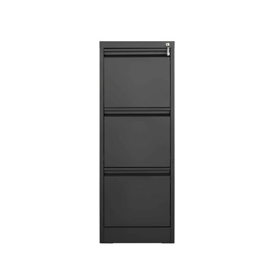 Vertical 3 Drawer Locking File Cabinet, Steel Home Office Storage Cabinet Suitable For Letter, A4 And Legal Size Files
