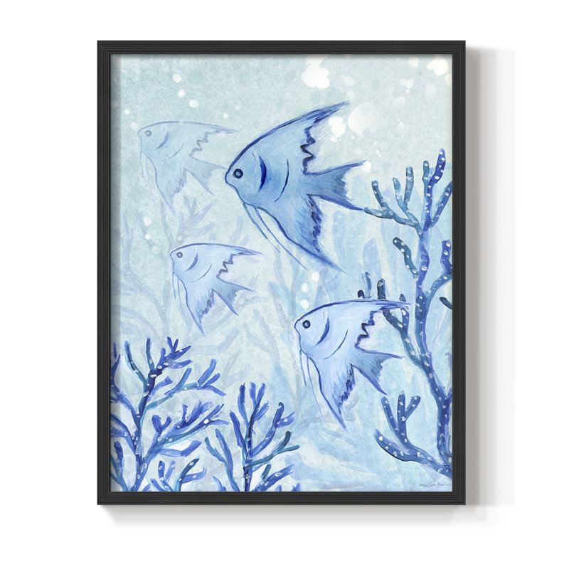 Angel Fish II Framed Print - Solid Wood, Black, 11" H x 9" W
