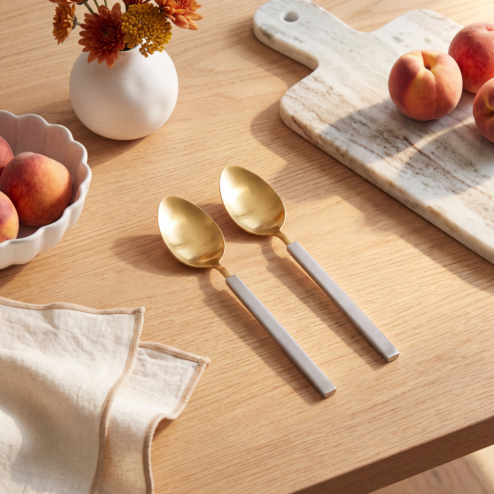 Hvar Stainless Steel Serving Spoon, Silver/Gold