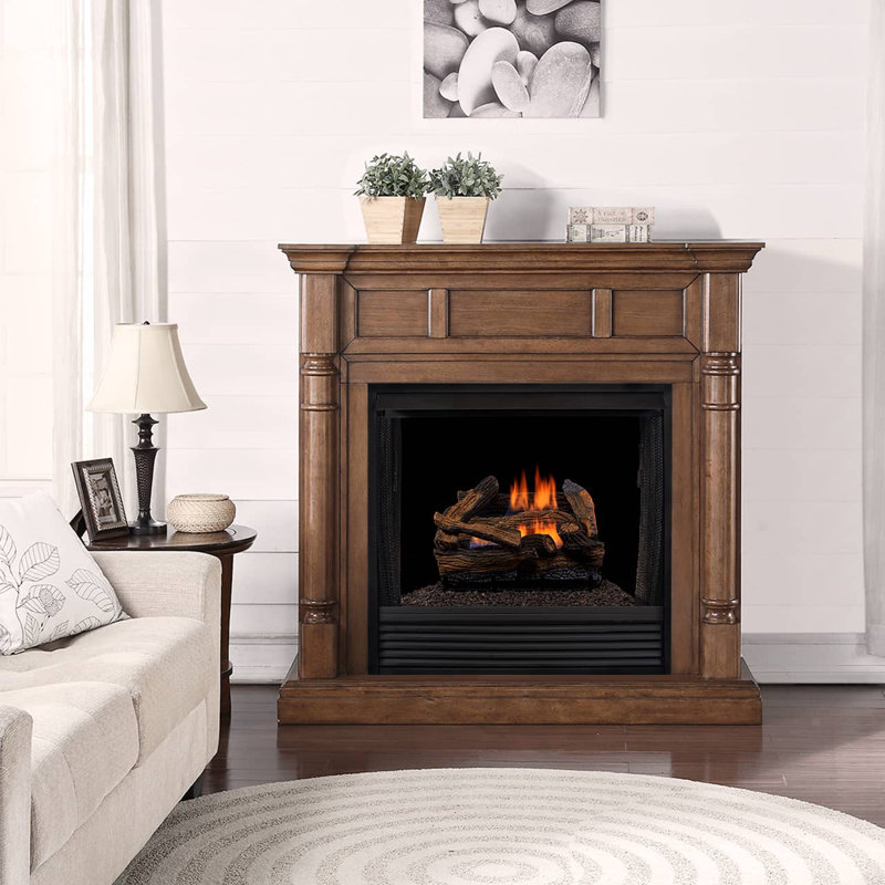Duluth Forge DLS-N18R-1, Vent Free Indoor Gas Log Set, U-Burner Chassis: FLR18-2, Remote Thermostat Control, and Fiber Logs: FVFLC18-1F, 18in Split Red Oak