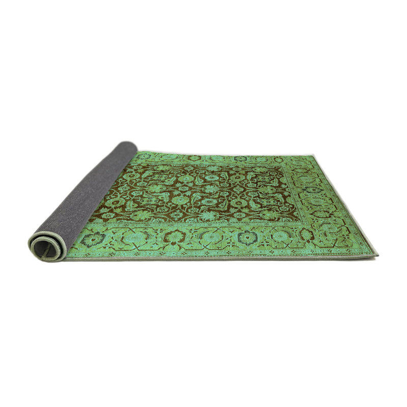 Tapis oriental en laine / polyester tissé à la machine en beige / brun, Carré 5 pi