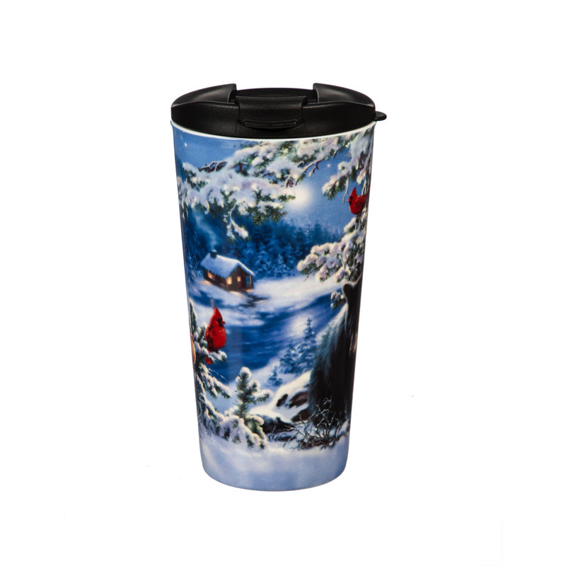 Grande tasse de voyage en céramique 17 onces joyeux petit Noël ours