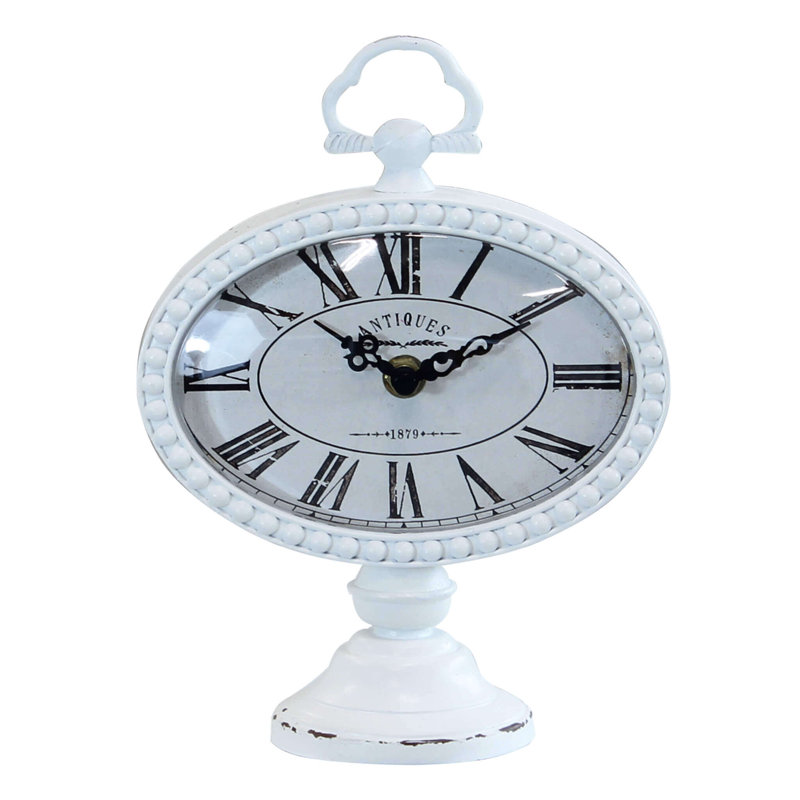 Analogue Metal Electric Alarm Tabletop Clock in White