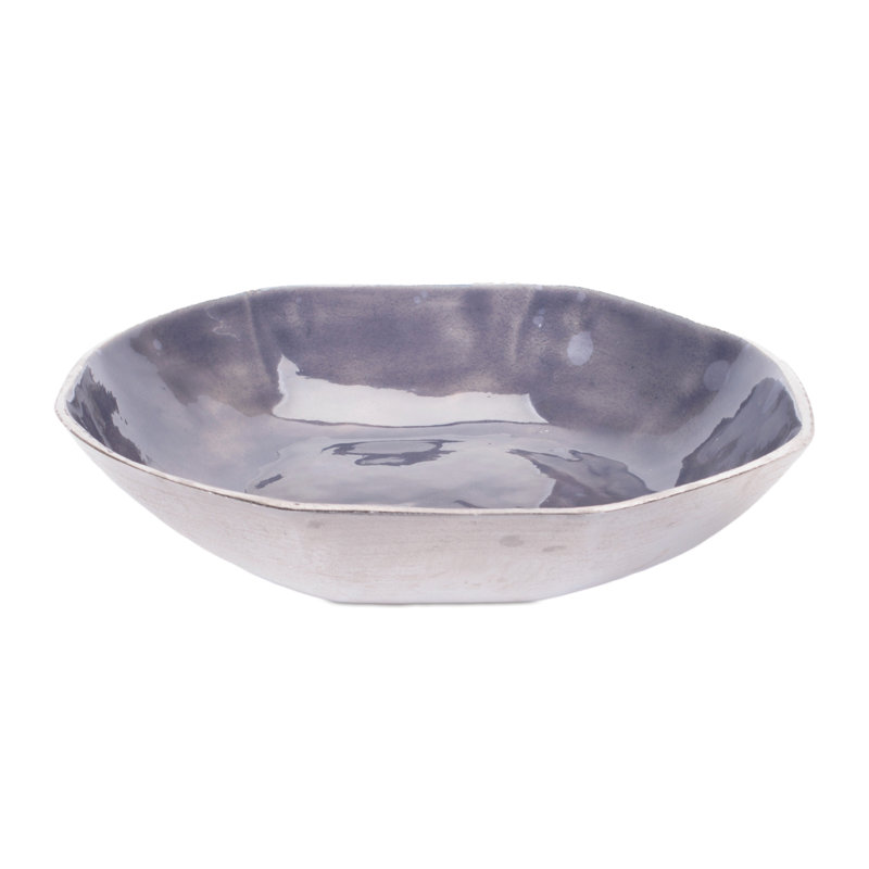 Bol en aluminium métallique P 13,75 po, Gris, bleu