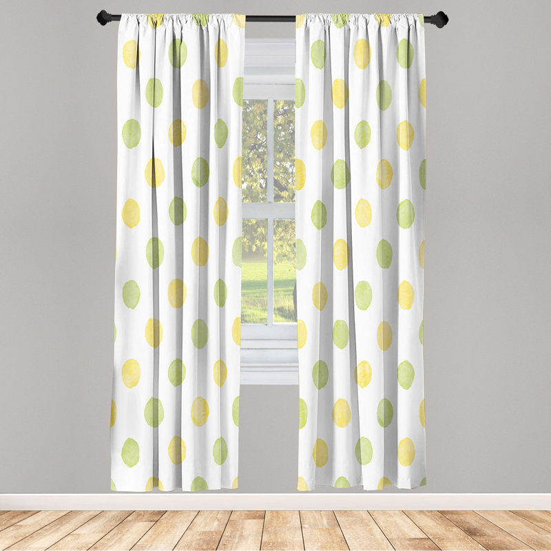 Microfiber Floral Semi-Sheer Rod Pocket Curtain Panels, 28" W x 63" L, Yellow/Pink/White