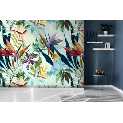 Papier peint amovible avec feuilles tropicales exotiques