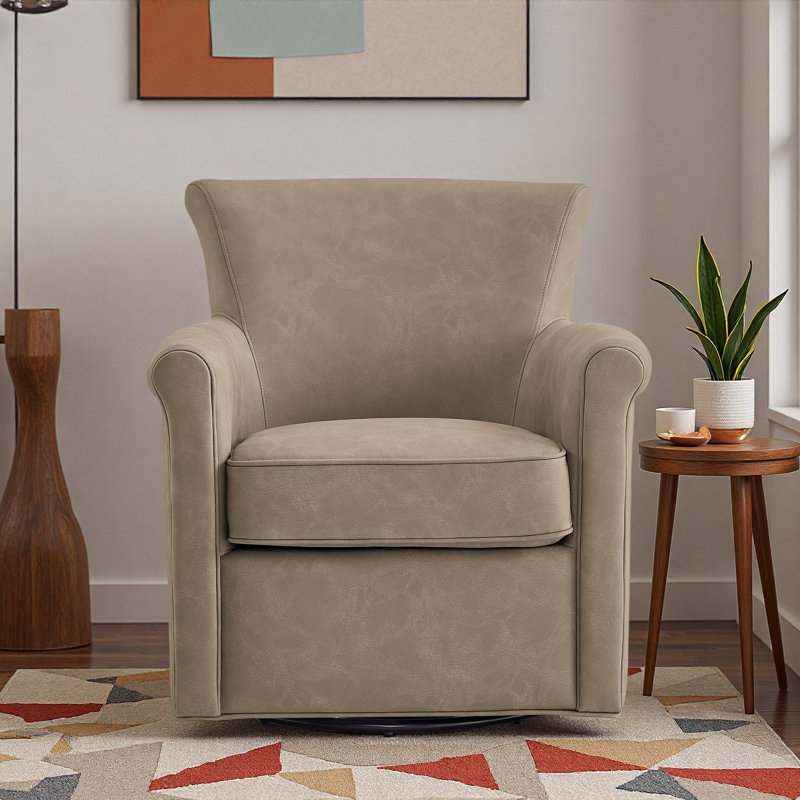 Fauteuil d'appoint pivotant en similicuir, Gris clair