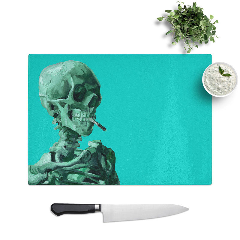 Blue Skull of a Skeleton with Cigarette by Vincent Van Gogh Chopping Board, 0.4cm H x 20cm W x 28.5cm L