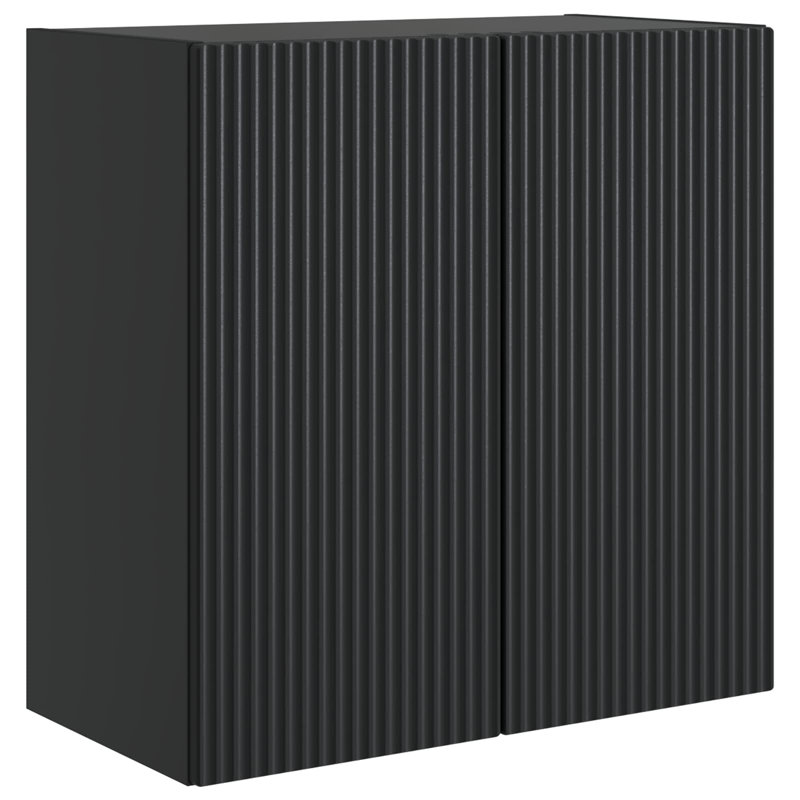  Wall-Mounted Cabinet Engineered Wood Storage Home Office Shelf Modern, Black
