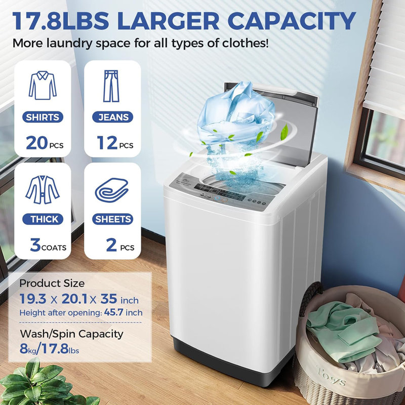 DreamDwell Home 2.4 Cubic Feet cu. ft. High Efficiency Portable Washer with Child Safety Lock, White