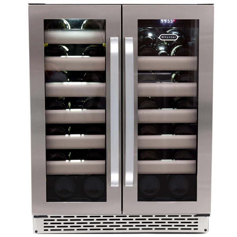 Whynter Elite 24'' width 40 Bottle Dual Zone Wine Refrigerator with Seamless Stainless Steel Door