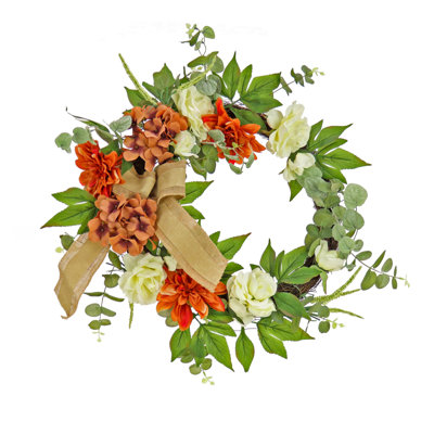 24" Harvest Hydrangeas and Roses Wreath