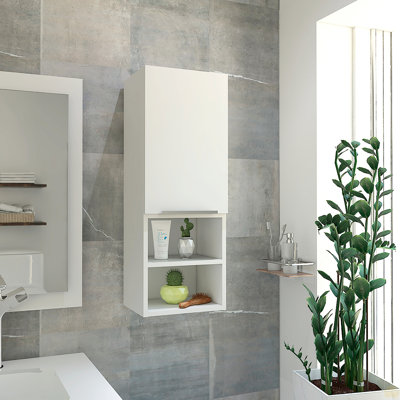 Armoire de salle de bain, deux tablettes internes, deux tablettes externes, une porte