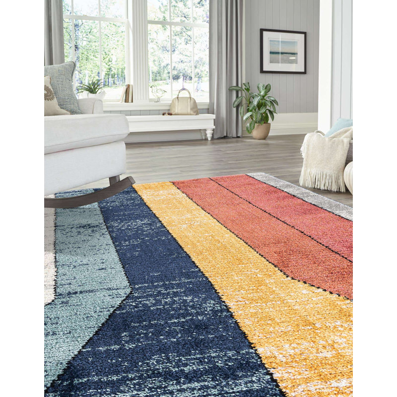 Abrams Geometric Polyester Rug, Rectangle 4' x 6'