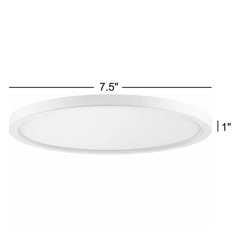 Naquin Acrylic LED Flush Mount, 1" H x 7.5" W x 7.5" D, White Lustre