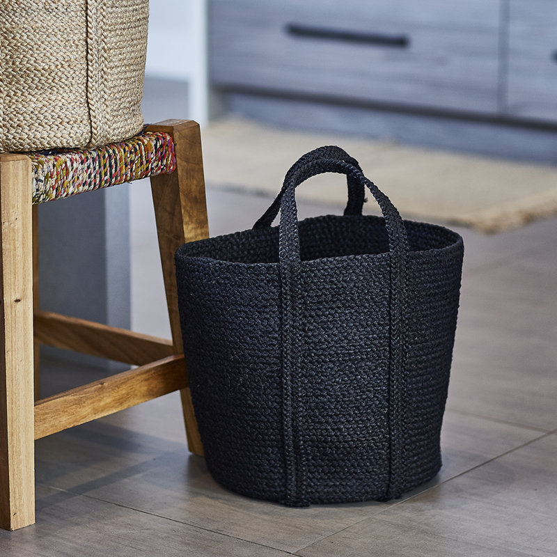 Ensemble de 2 paniers en jute Kata, Noir