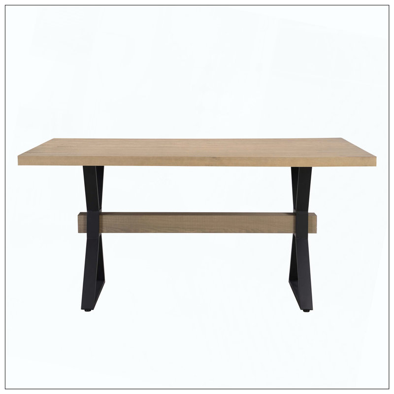 Dining Table With X-Shaped Legs,Delivers Elevated Farmhouse Feel, Natural Ash