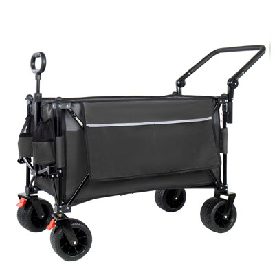 Chariot pliant compact multifonctionnel avec auvent amovible et roues pivotantes, chariot utilitaire en acier noir et gris