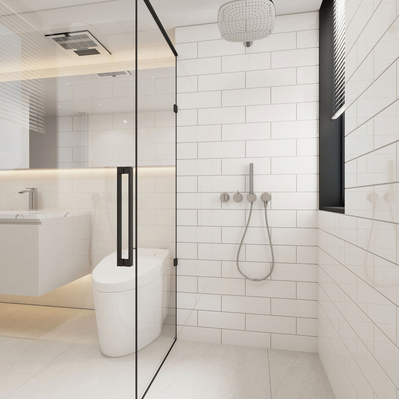 Glass Subway 4" x 12" Wall Tile, Alabaster