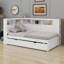 Lit de jour en bois avec tablettes de rangement, USB et lit gigogne-289429090