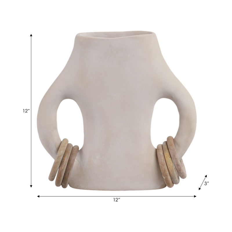 Handmade Clay Table Vase, 12" H x 12" W x 12" D