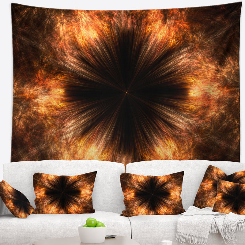Tapisserie floral brun noir fractal, H 78 po x l 92 po
