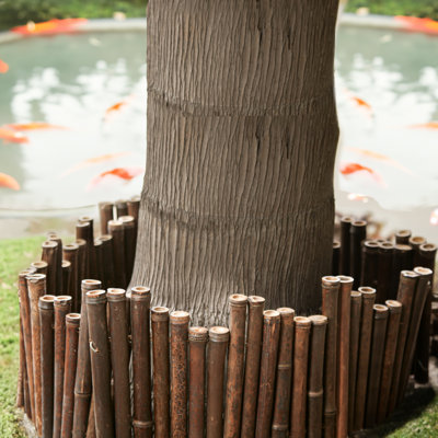 8"H x 134"L Backyard X-Scapes Caramel Brown Bamboo Garden Border Edging Landscaping Decor