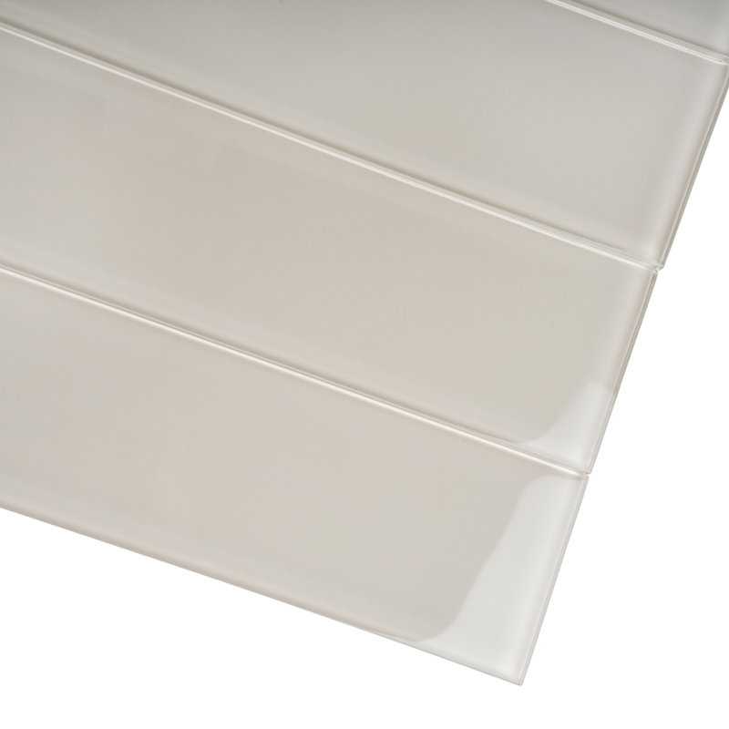 3" X 12" Glass Brick Look Subway Wall Tile, Warm Greige