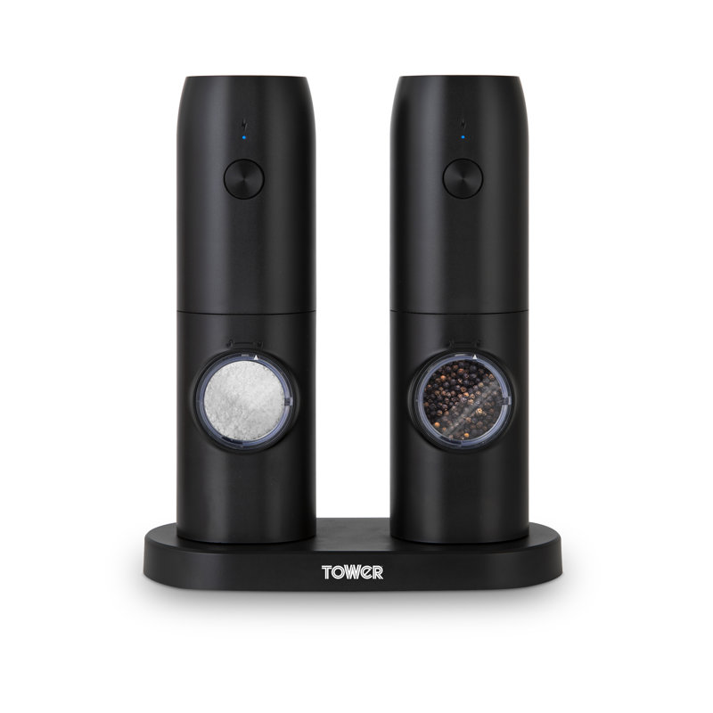 Tower Rechargeable Salt And Pepper Mill, Black