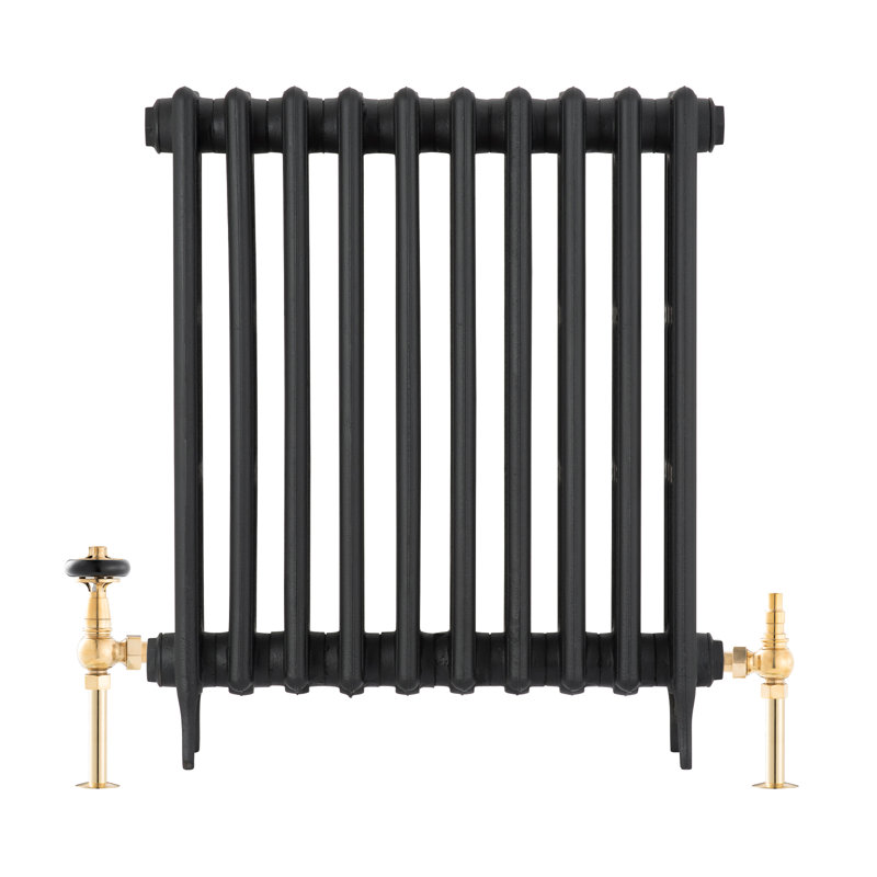 UK-28 Wooden Head Antique Copper Thermostatic Radiator Valve & Lockshield, Brass