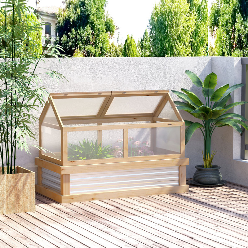 Lit de jardin surélevé avec serre en polycarbonate Outsunny