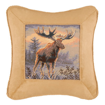 Northwoods Moose Needlepoint Pillow