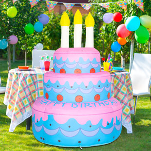 Happy Birthday Inflatable Cake Light Inside Blow Up Party Celebration Yard  Decor | eBay