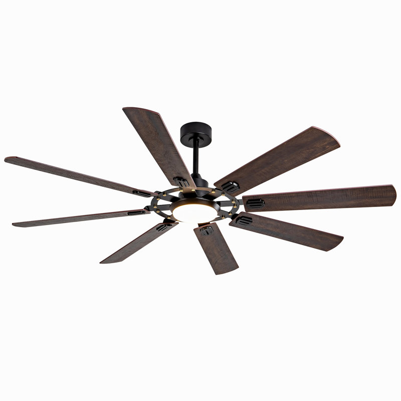 Grand ventilateur de plafond avec lumière: ventilateur de plafond moderne à 8 pales de 72 pouces avec télécommande - grand ventilateur noir à intensité variable pour l'intérieur, réversible, moteur à courant continu silencieux à 6 vitesses