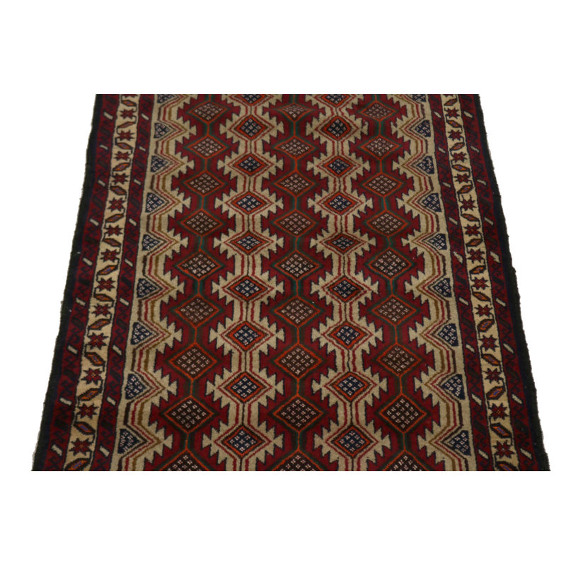Tapis oriental en laine noué à la main beige / rouge