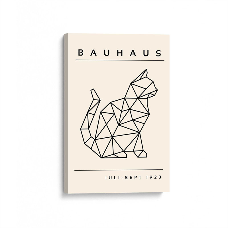 Chat géométrique Bauhaus 1923 roulé, Toile tendue, H 30 po x l 20 po x P 1,25 po