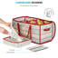 Boîte de rangement pour ornements de Noël - contient 128 ornements avec fermeture à glissière à 2 côtés - contenants de rangement en plastique flexibles pour ornements de Noël - compartiments cubes de 3 pouces - rouge