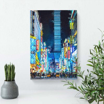 Bright Lights of Tokyo in Abstract - Wrapped Canvas